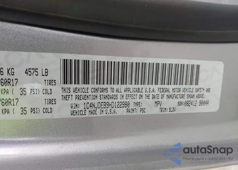 2017 Jeep Compass High Altitude 4X4 z USA, uszkodzony, nr VIN 1C4NJDEB9HD122980